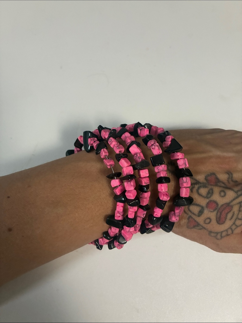 Black and pink cuff bracelet
